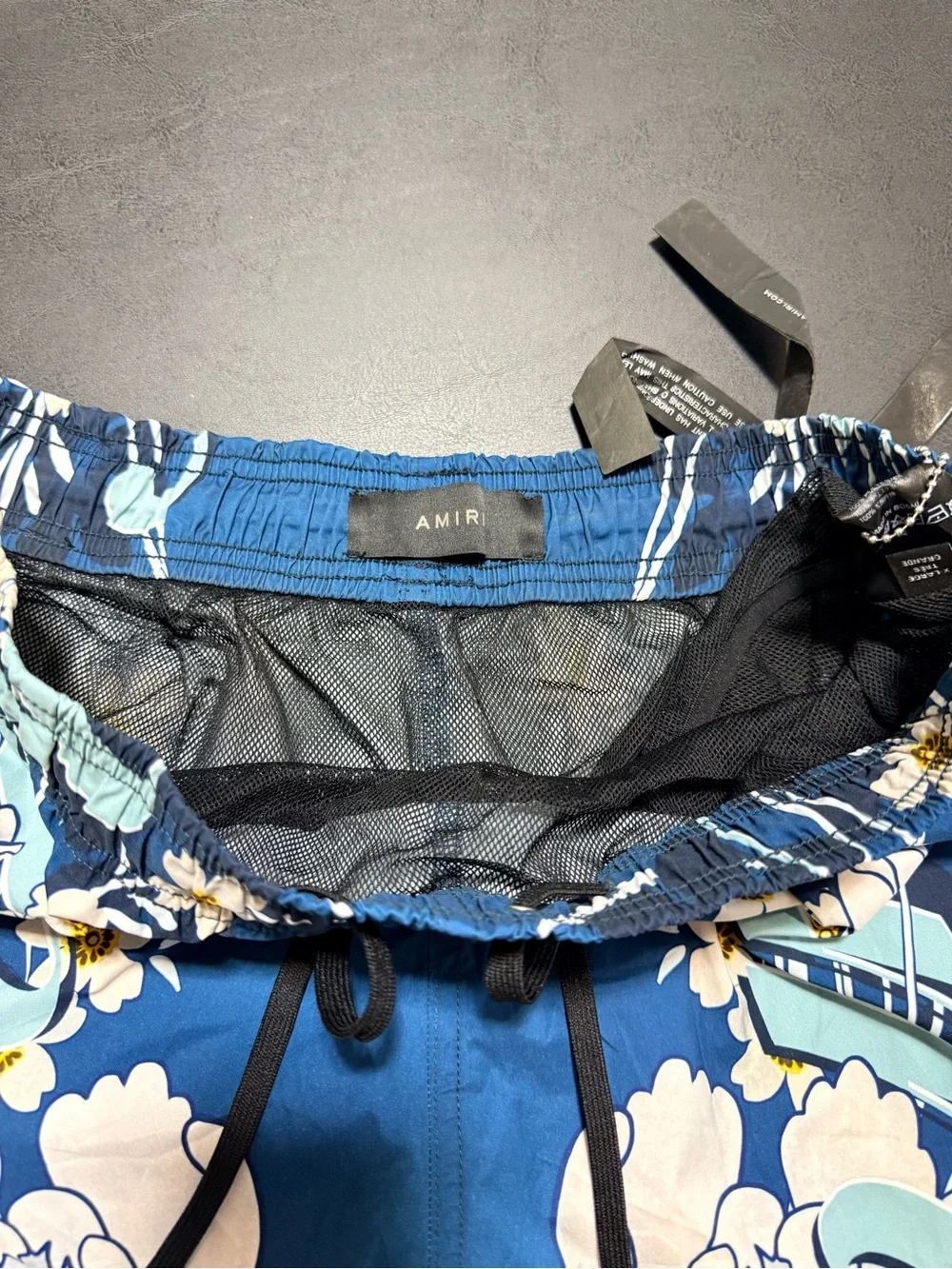 AMIRI Blue Floral Print Men's Swim Trunks